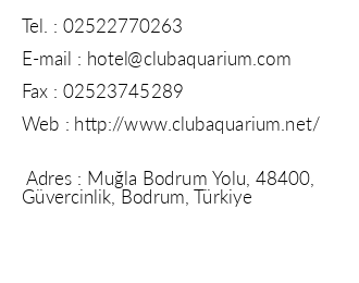 Club Aquarium iletiim bilgileri